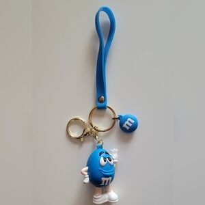 Blue M&M Wristlet Keychain